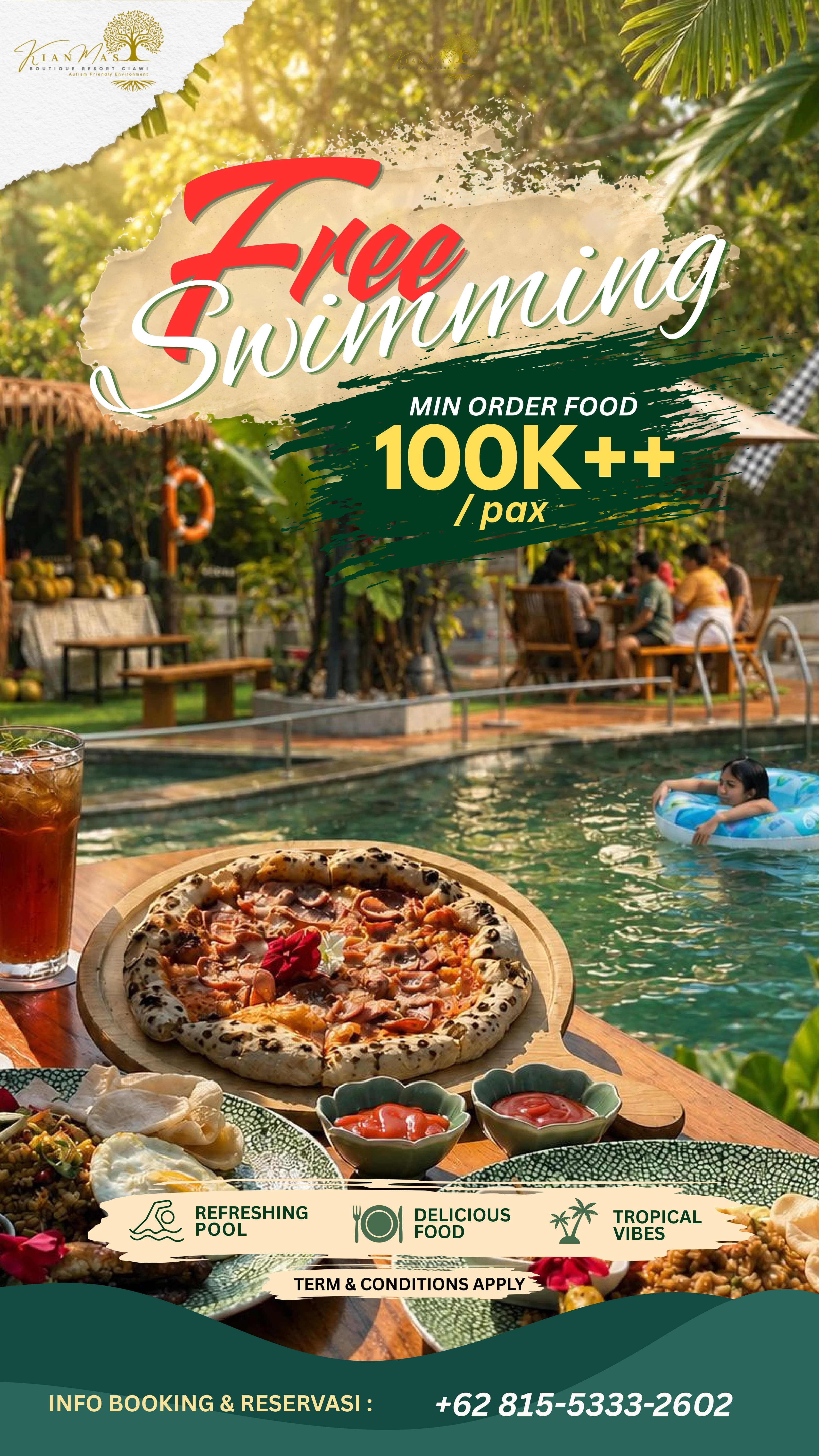 Free swimming dining offer promotion